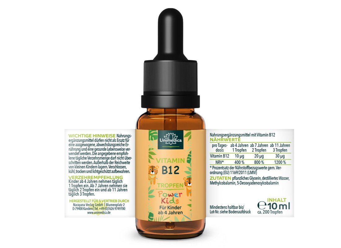 Power Kids - Vitamin B12 Tropfen - 10 ml - von Unimedica