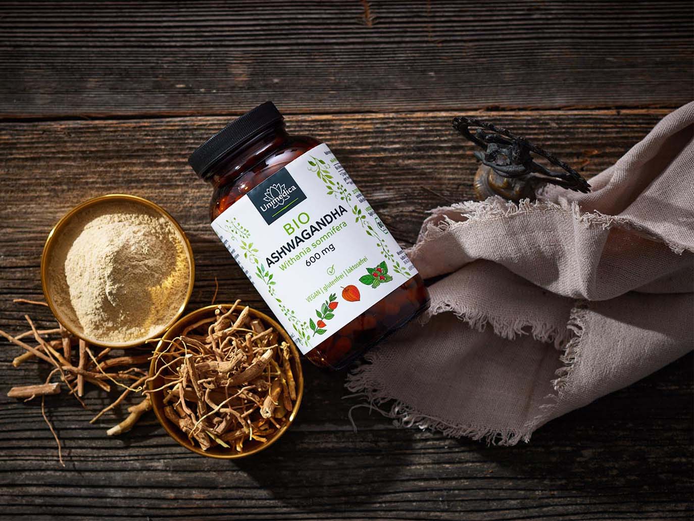 Bio Ashwagandha - 1.800 mg pro Tagesdosis (3 Kapseln) - hochdosiert - 180 Kapseln - von Unimedica