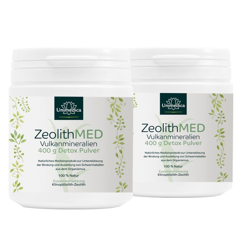 2er-Sparset: ZeolithMED Detox Pulver - Vulkanmineralien - 2 x 400 g - von Unimedica