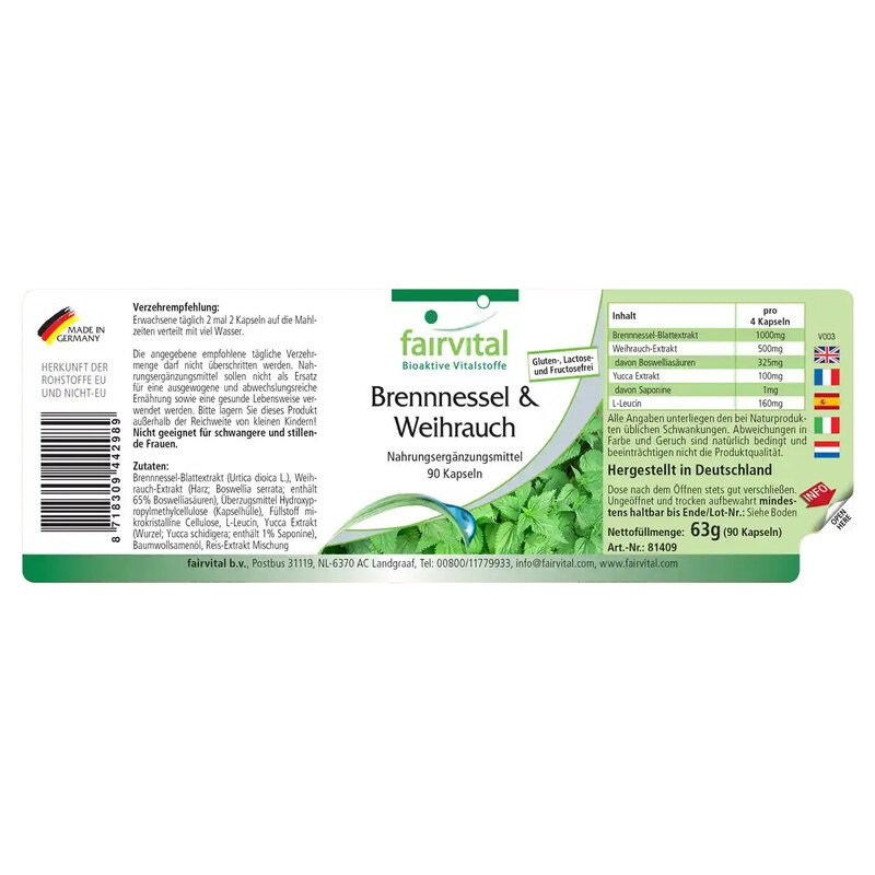 Brennnessel und Weihrauch - 90 Kapseln