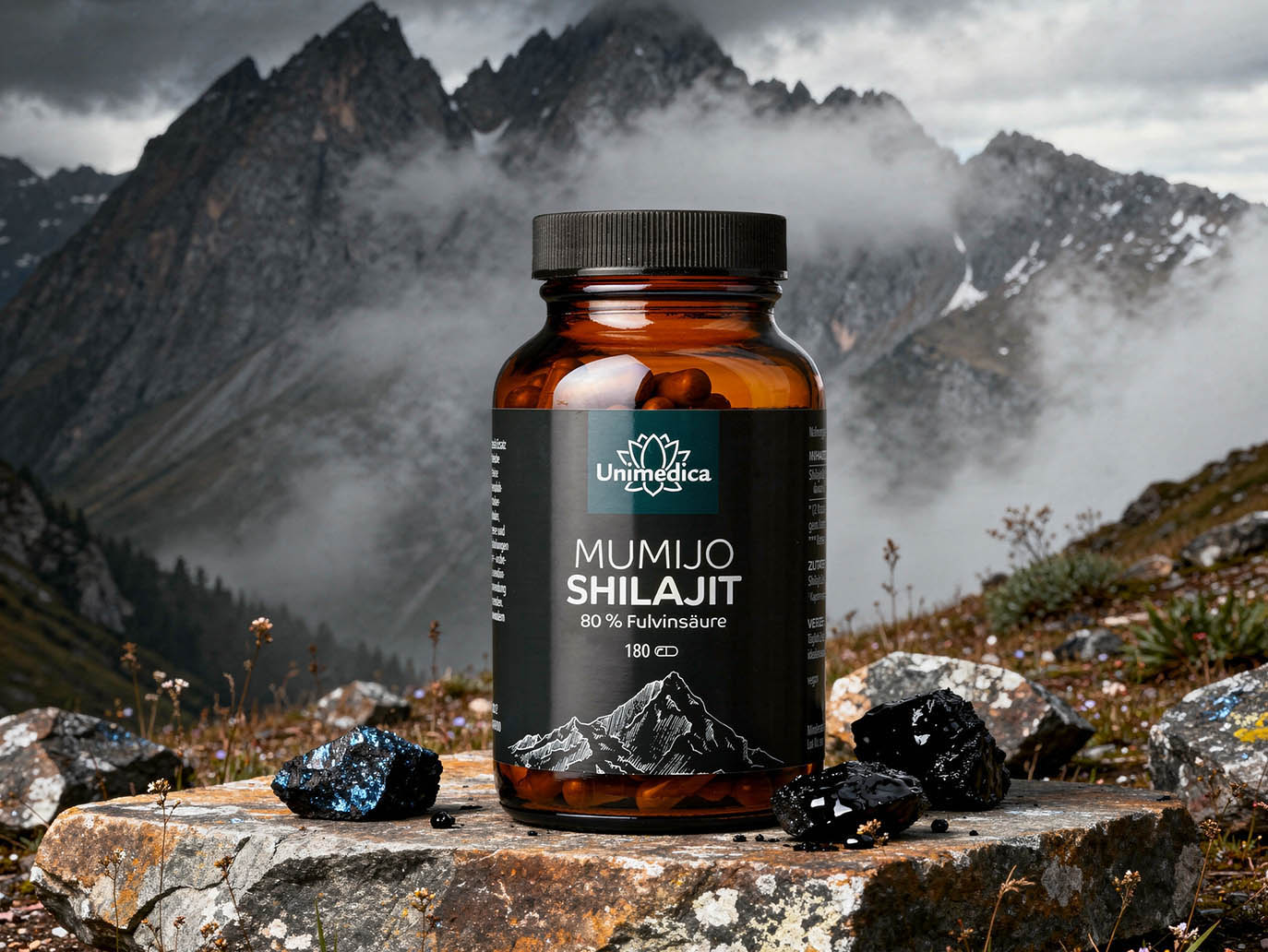 Mumijo Shilajit mit 80% Fulvinsäure - 180 Kapseln - von Unimedica