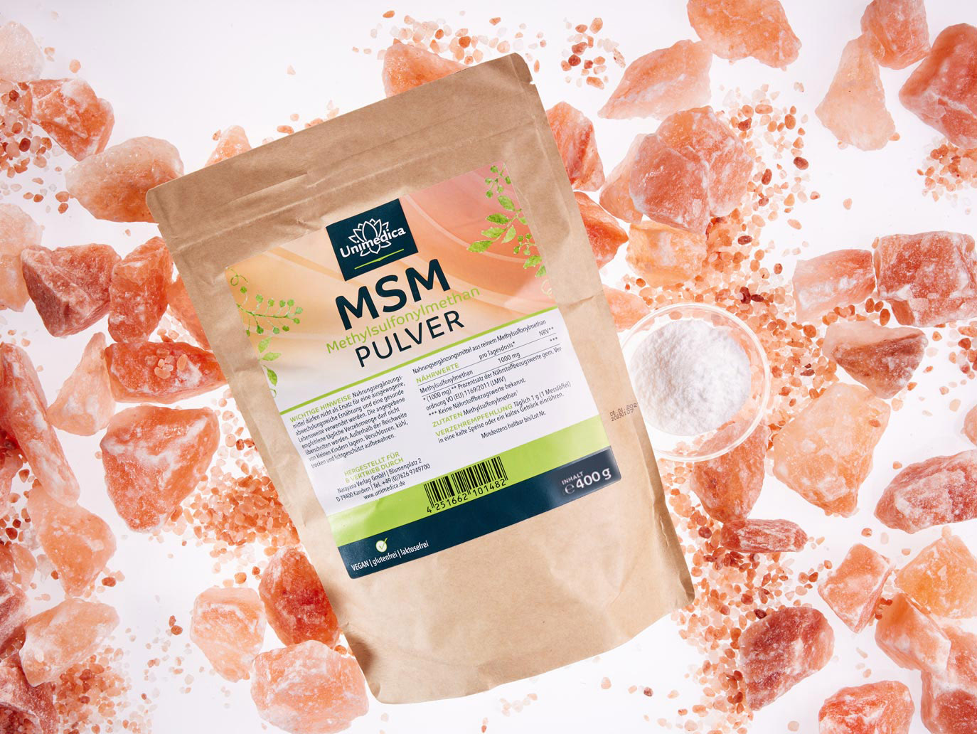 MSM Pulver 400 g  Reinheitsgrad 99 % - 1.000 mg pro Tagesdosis (½ Messlöffel) - von Unimedica