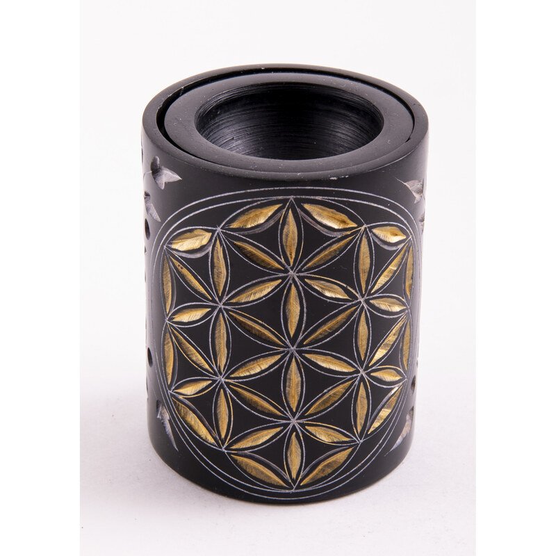 Aromalampe - Blume des Lebens schwarz/gold - Berk