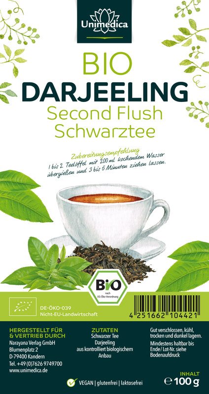 2er-Sparset: Darjeeling Tee - Second Flush - Bio - 2 x 100 g - von Unimedica