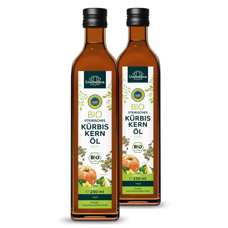 2er-Sparset: Bio Steirisches Kürbiskernöl - 2 x 250 ml - von Unimedica