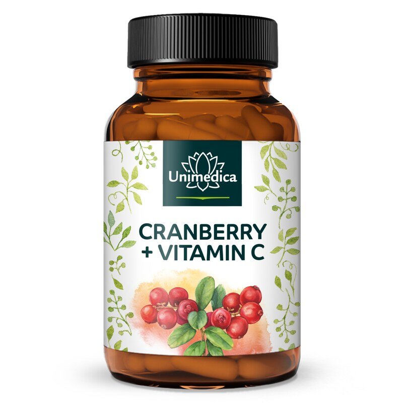 Cranberry Extrakt - 668 mg pro Tagesdosis (4 Kapseln) - mit Vitamin C - 90 Kapseln - von Unimedica