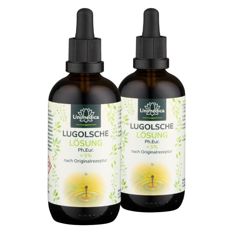 2er-Sparset: Lugolsche Lösung < 5 %, (Jodlösung) - Original (Jod / Iodine) - 2 x 100 ml - von Unimedica