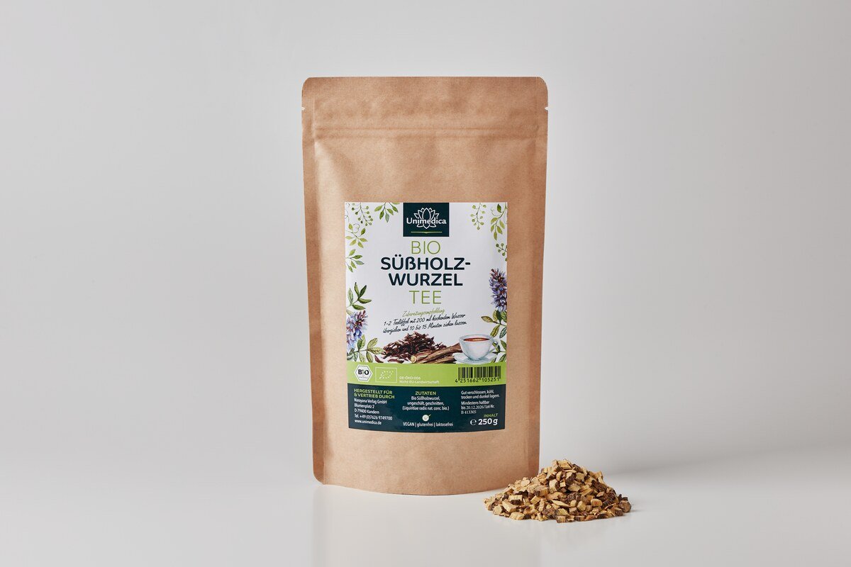 Bio Süßholzwurzel Tee - Liquiritiae radix nat. conc. bio. - ungeschält und geschnitten - 250 g - von Unimedica