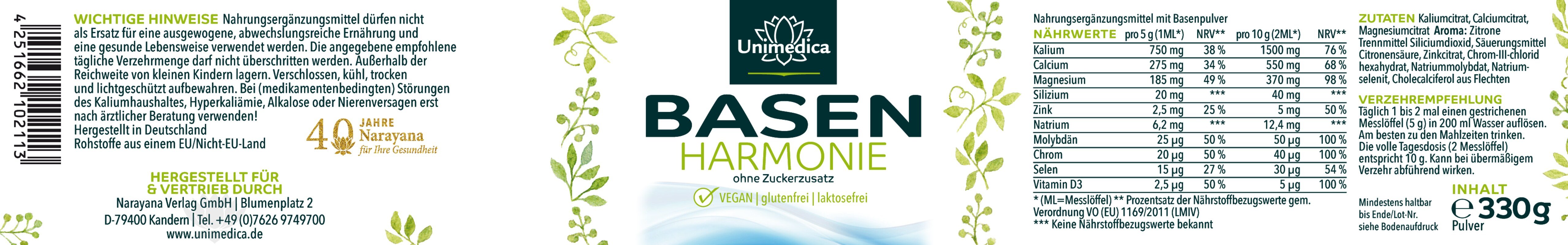 2er Sparset: Basen Pulver - mit Mineralstoffen und Zitronengeschmack - 330 g - von Unimedica