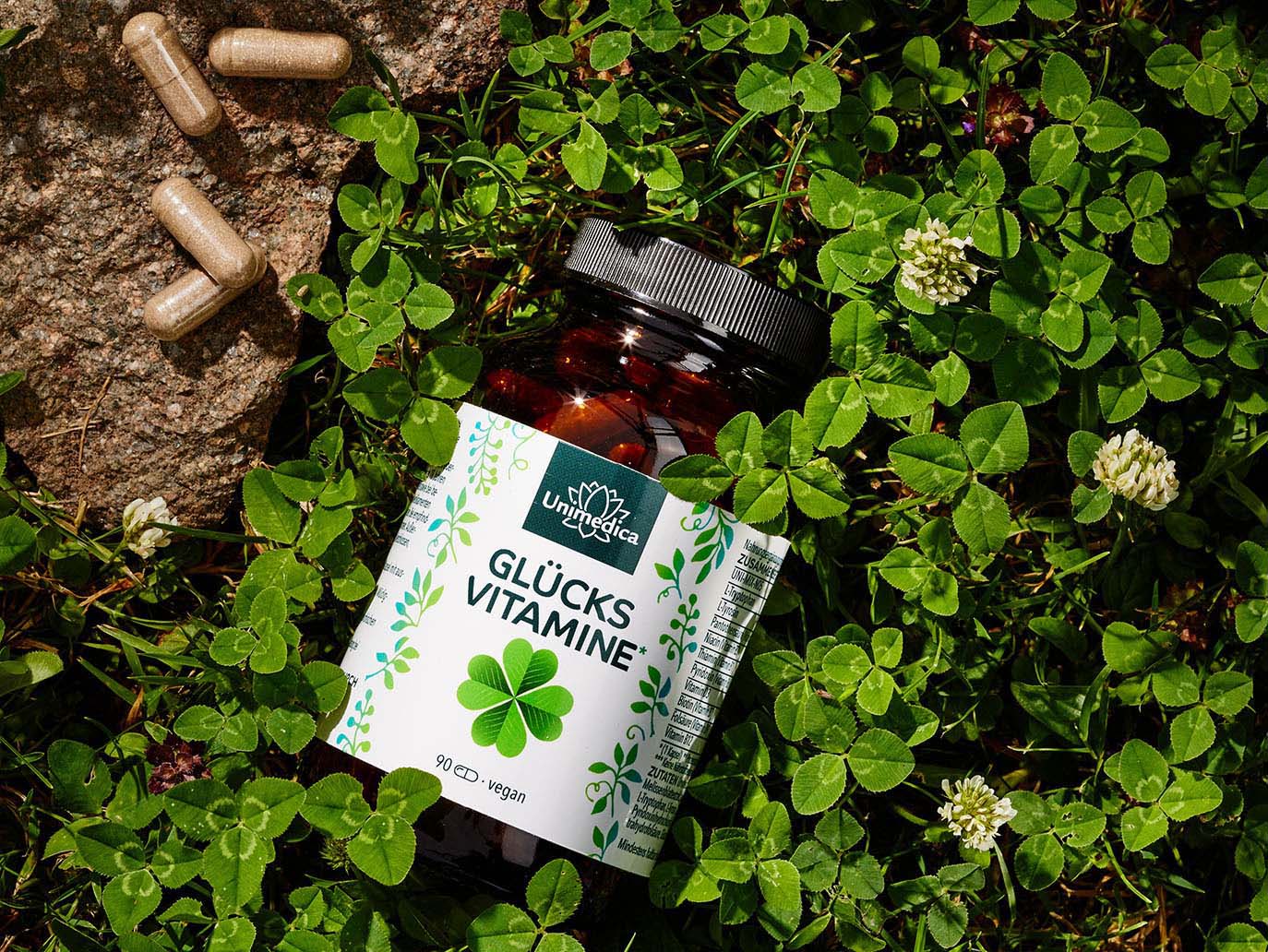 Glücksvitamine* - Komplex mit Johanniskraut, Passionsblume, Tryptophan und Tyrosin - 90 Kapseln - von Unimedica