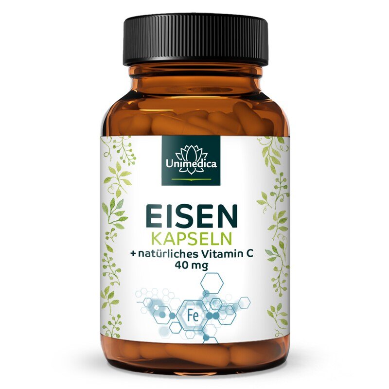 Eisen Kapseln - Eisenbisglycinat - mit natürlichem Vitamin C - 120 Kapseln - von Unimedica
