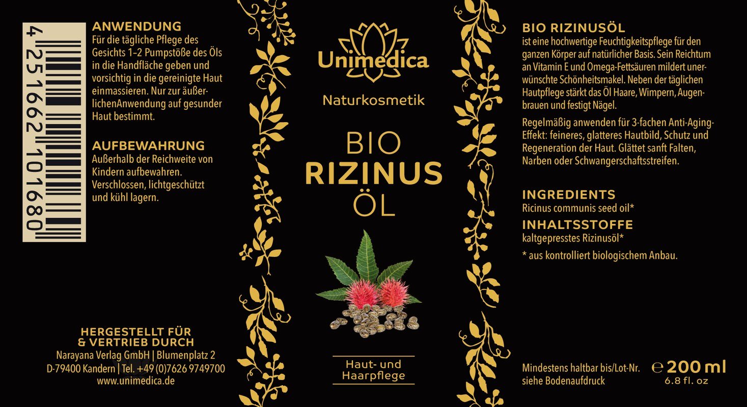 Bio Rizinusöl - 200 ml - von Unimedica