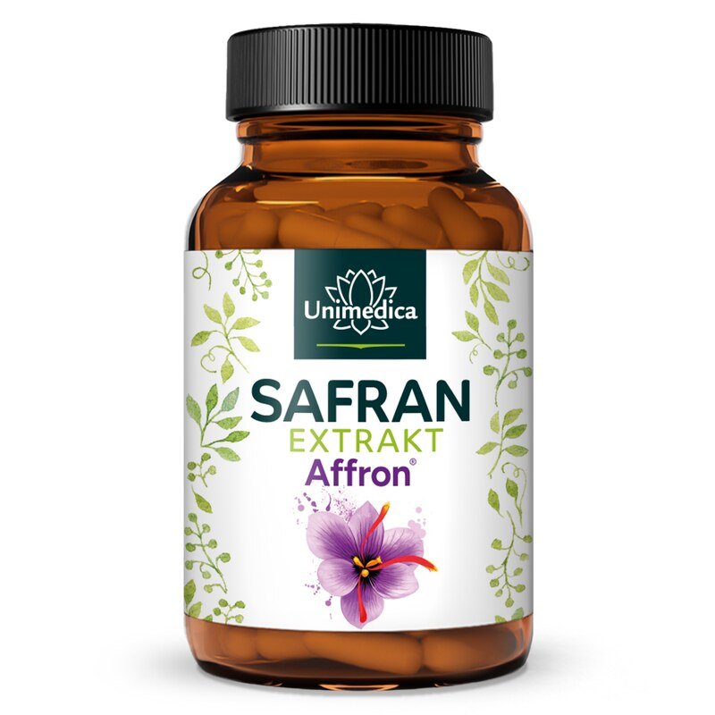 Safran Kapseln - mit 30 mg Affron® Safran-Extrakt pro Tagesdosis (2 Kapseln) - 3,5 % Lepticrosalide - 120 Kapseln - von Unimedica