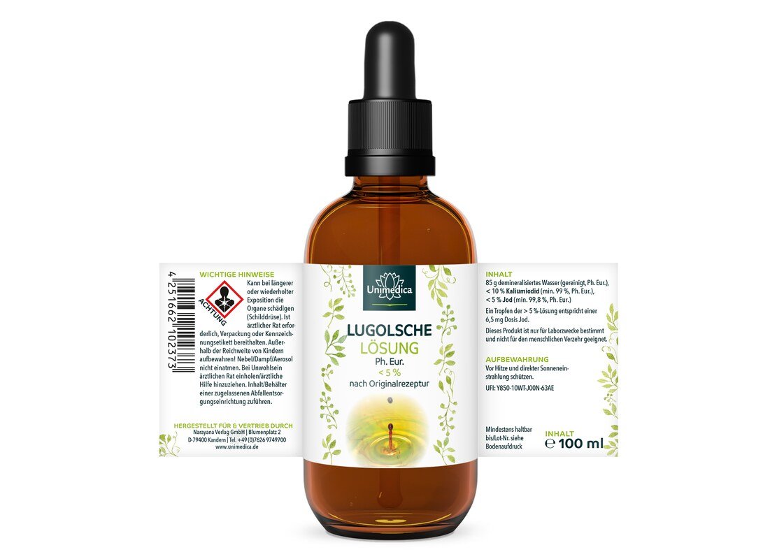 Lugolsche Lösung < 5 %, (Jodlösung) - Original (Jod / Iodine) - 100 ml - von Unimedica