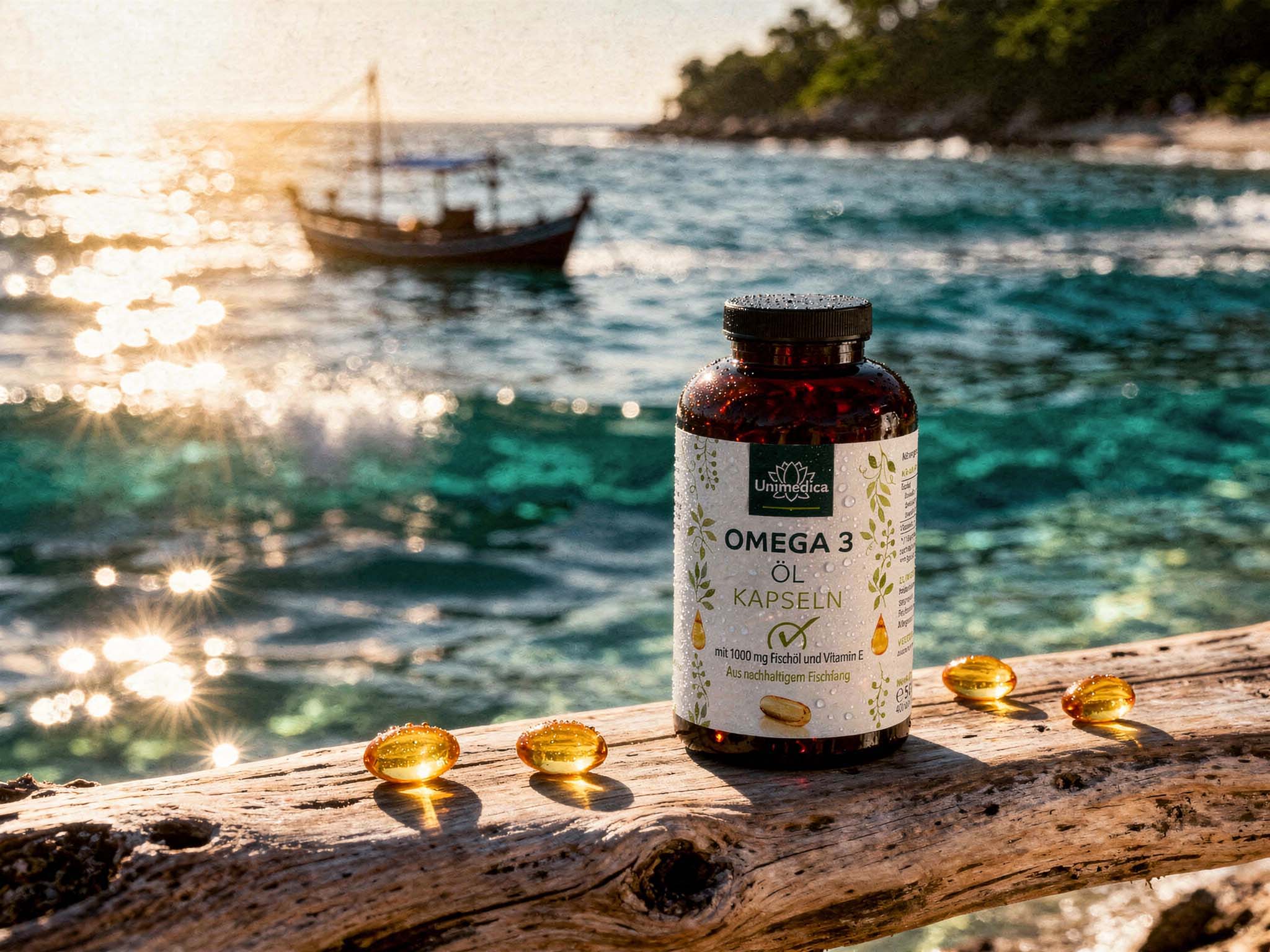 Omega 3 Fischöl - aus nachhaltigem Fischfang - 1000 mg pro Tagesdosis (1 Kapsel) - 400 Kapseln - von Unimedica - MHD: 31.08.2026