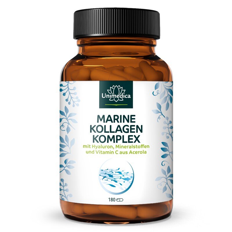 Marine Kollagen Komplex - mit Hyaluron, Vitaminen und Mineralien - 180 Kapseln - von Unimedica