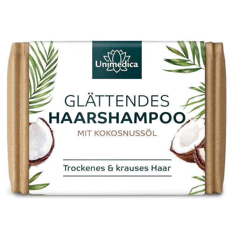 Glättendes Haarshampoo - mit Kokosnussöl - für trockenes & krauses Haar - 100 g - von Unimedica